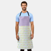 紫色のピンクのオレンジ色の黄色のイースターチューリップ エプロン (着用した状態)