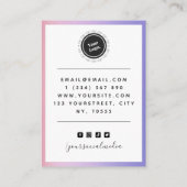 紫色のピンクのグラデーションあなたのロゴのイヤリングディスプレイを追加 名刺 (裏面)