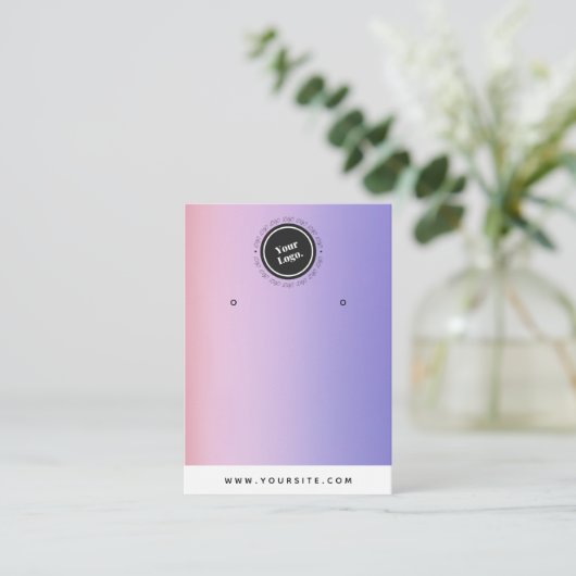紫色のピンクのグラデーションあなたのロゴのイヤリングディスプレイを追加 名刺 (スタンド正面)