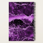 紫色のピンクのグリッターアゲイト大理石モノグラム ノートブック (裏面)