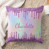 紫色のピンクのグリッタードライブ名スクリプト クッション (ブランケット)