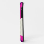 紫色のピンクのストライプの水玉模様のモノグラム Case-Mate iPhoneケース (裏面/左)