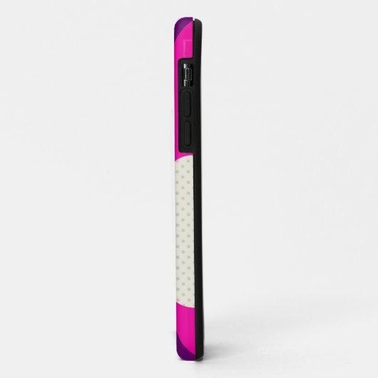 紫色のピンクのストライプの水玉模様のモノグラム Case-Mate iPhoneケース (裏面/左)