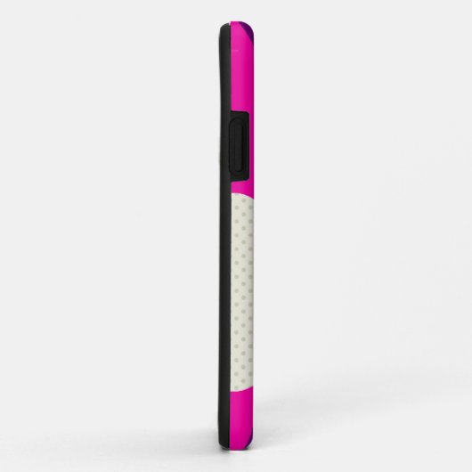 紫色のピンクのストライプの水玉模様のモノグラム Case-Mate iPhoneケース (裏面/右)