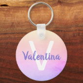 紫色のピンクのソフトフェージンググラデーションレインボーウォーター色 キーホルダー (正面)