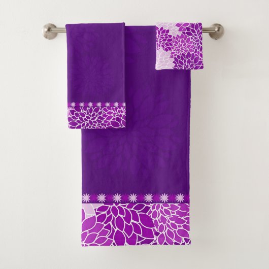 紫色のピンクのダリアのBathタオルセット バスタオルセット (インサイチュ)