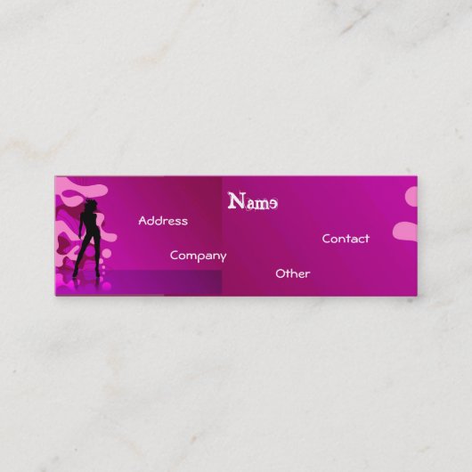 紫色のピンクのダンサー スキニー名刺 (正面)