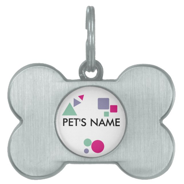 紫色のピンクのティール（緑がかった色）のペットの名前は色を形作る ペットネームタグ (正面)