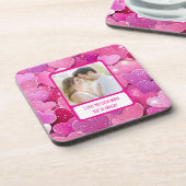 紫色のピンクのハートがあなたはハングリー時 コースター (左側)