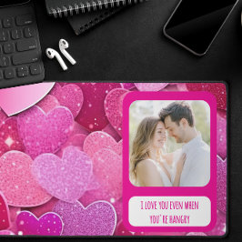 紫色のピンクのハートがあなたはハングリー時 デスクマット