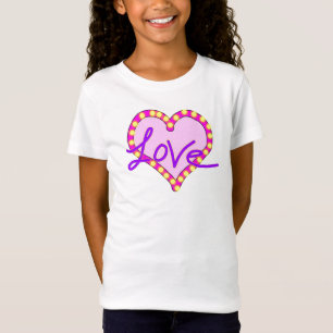 紫色のピンクのハートラブシャツ Tシャツ
