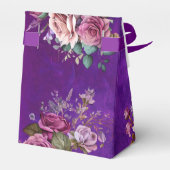 紫色のピンクのバラのエレガントな結婚式の好意カスタム フェイバーボックス (裏面サイド)
