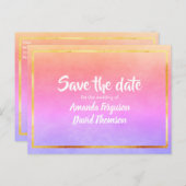 紫色のピンクのバラの神の日付を保存結婚する 案内ポストカード (正面/裏面)