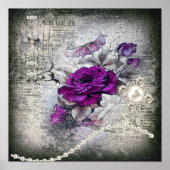 紫色のピンクのバラビクトリアンエフェメグランジラル ポスター (正面)