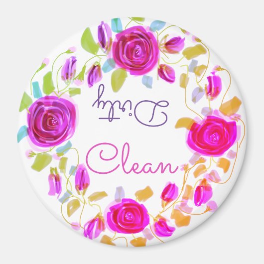 紫色のピンクのバラ マグネット (正面)