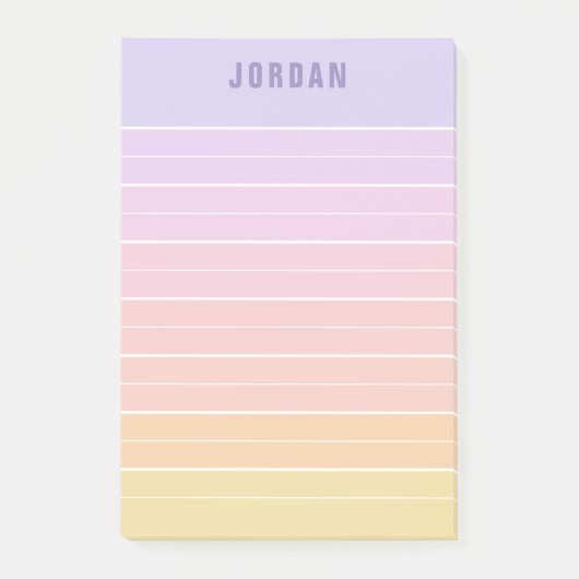 紫色のピンクのピーチグラデーション黄色の線の名前の追加 ポストイット (正面)