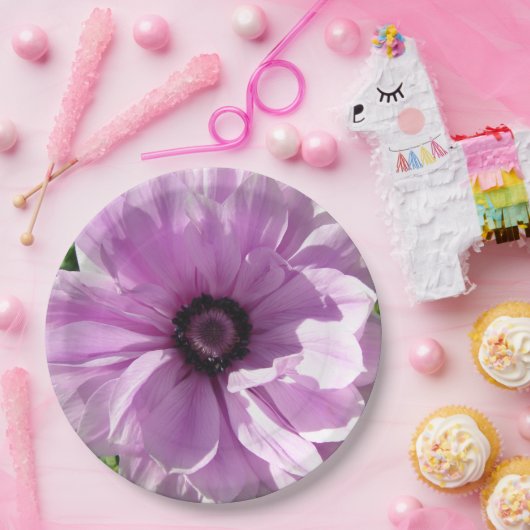 紫色のピンクのフォトフラワーパターン紙パーティープレート ペーパープレート (パーティー)