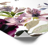 紫色のピンクのフローラアルファベットの座席表 ポスター (角)