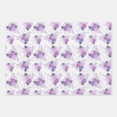 紫色のピンクのフローラエレガントフェミニン花 ラッピングペーパーシート (正面2)