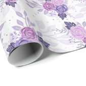 紫色のピンクのフローラエレガントフェミニン花 ラッピングペーパー (ロールコーナー)