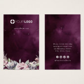 紫色のピンクのフローラカスタムロゴのイヤリングディスプレイ (正面&裏面)