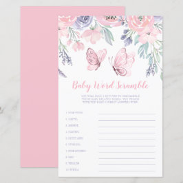 紫色のピンクのフローラバタフライワードスクランブルゲーム