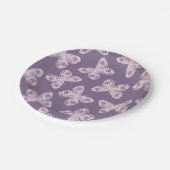 紫色のピンクのフローラ蝶パターン(の模様が)ある赤ちゃんシャワー ペーパープレート (アングル)