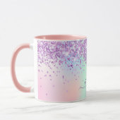 紫色のピンクのホログラフィック名スクリプト マグカップ (左)