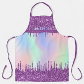 紫色のピンクのホログラフィック名 エプロン (正面)