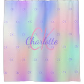 紫色のピンクのモノグラムのホログラフィック シャワーカーテン (正面)