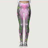 紫色のピンクのユリの花がアートに絵画似ている –  レギンス (正面)