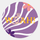 紫色のピンクのレトロ結婚の花 ラウンドシール (正面)