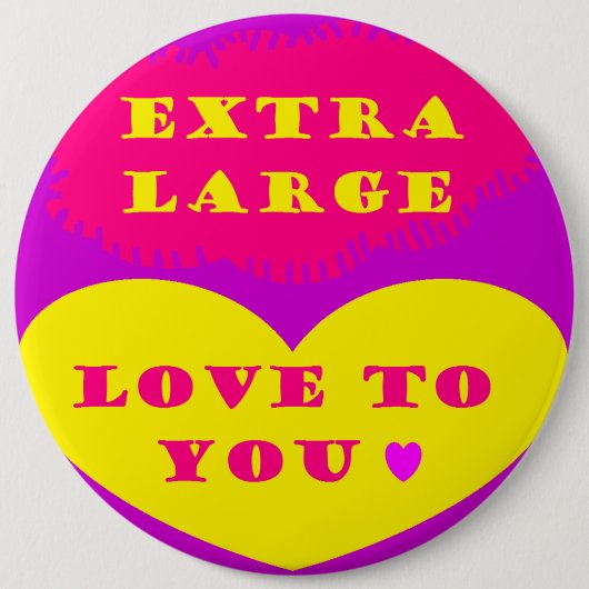 紫色のピンクのレモン色への余分な大きな愛 缶バッジ (正面)