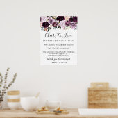 紫色のピンクのローズシグネチャーカクテル結婚のサイン ポスター (キッチン)