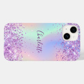 紫色のピンクの名前スクリプトホログラフィック Case-Mate iPhoneケース (裏面 (横))