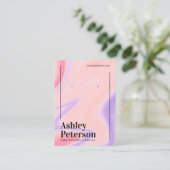 紫色のピンクの大理石のレインボースクリプトイヤリングディスプレイ 名刺 (スタンド正面)