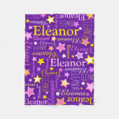 紫色のピンクの女の子の名前エレノア星パターン フリースブランケット (正面)