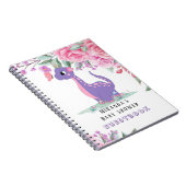 紫色のピンクの恐竜の女の子ベビーシャワーのゲストブック ノートブック (右側)
