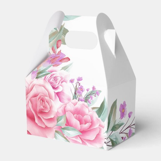 紫色のピンクの恐竜バタフライガールベビーシャワー フェイバーボックス (裏面サイド)