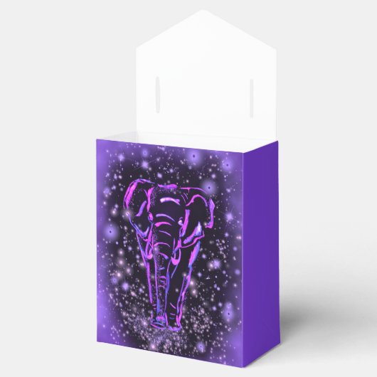 紫色のピンクの星空の夜に象の好意の箱 フェイバーボックス (オープン)