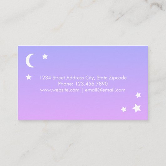 紫色のピンクの月及び星の名刺 名刺 (裏面)