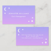 紫色のピンクの月及び星の名刺 名刺 (正面/裏面)