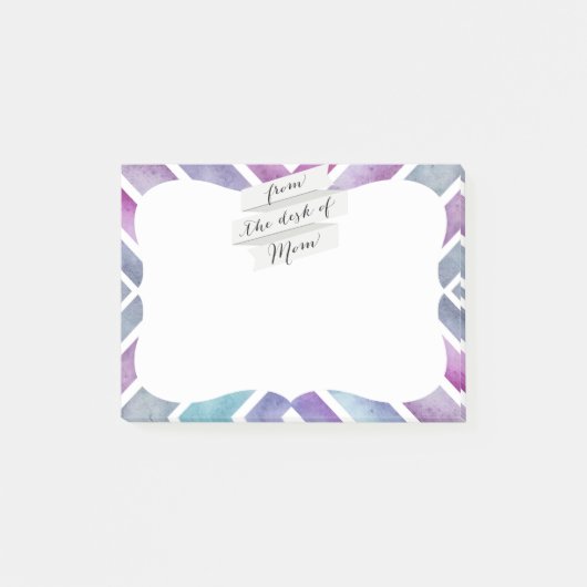 紫色のピンクの水の色のシェブロン幾何学的プリント ポストイット (正面)