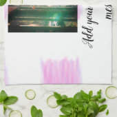 紫色のピンクの水の色の父の息子のパパ追加イメージテ キッチンタオル (折り畳み)