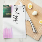 紫色のピンクの水の色の父の息子のパパ追加イメージテ キッチンタオル (四つ折り)