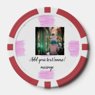 紫色のピンクの水の色の父の息子のパパ追加イメージテ ポーカーチップ