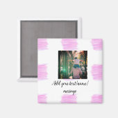 紫色のピンクの水の色の父の息子のパパ追加イメージテ マグネット (正面/裏面)