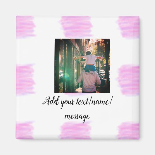 紫色のピンクの水の色の父の息子のパパ追加イメージテ マグネット (正面)