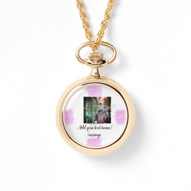 紫色のピンクの水の色の父の息子のパパ追加イメージテ 腕時計 (正面)