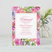 紫色のピンクの水の色ワイルドフラワーリタイア 招待状 (スタンド正面)